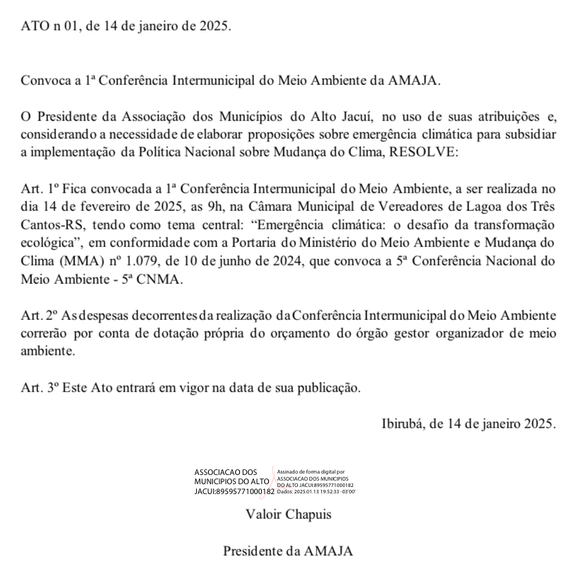 1ª Conferência Intermunicipal do Meio Ambiente da AMAJA
