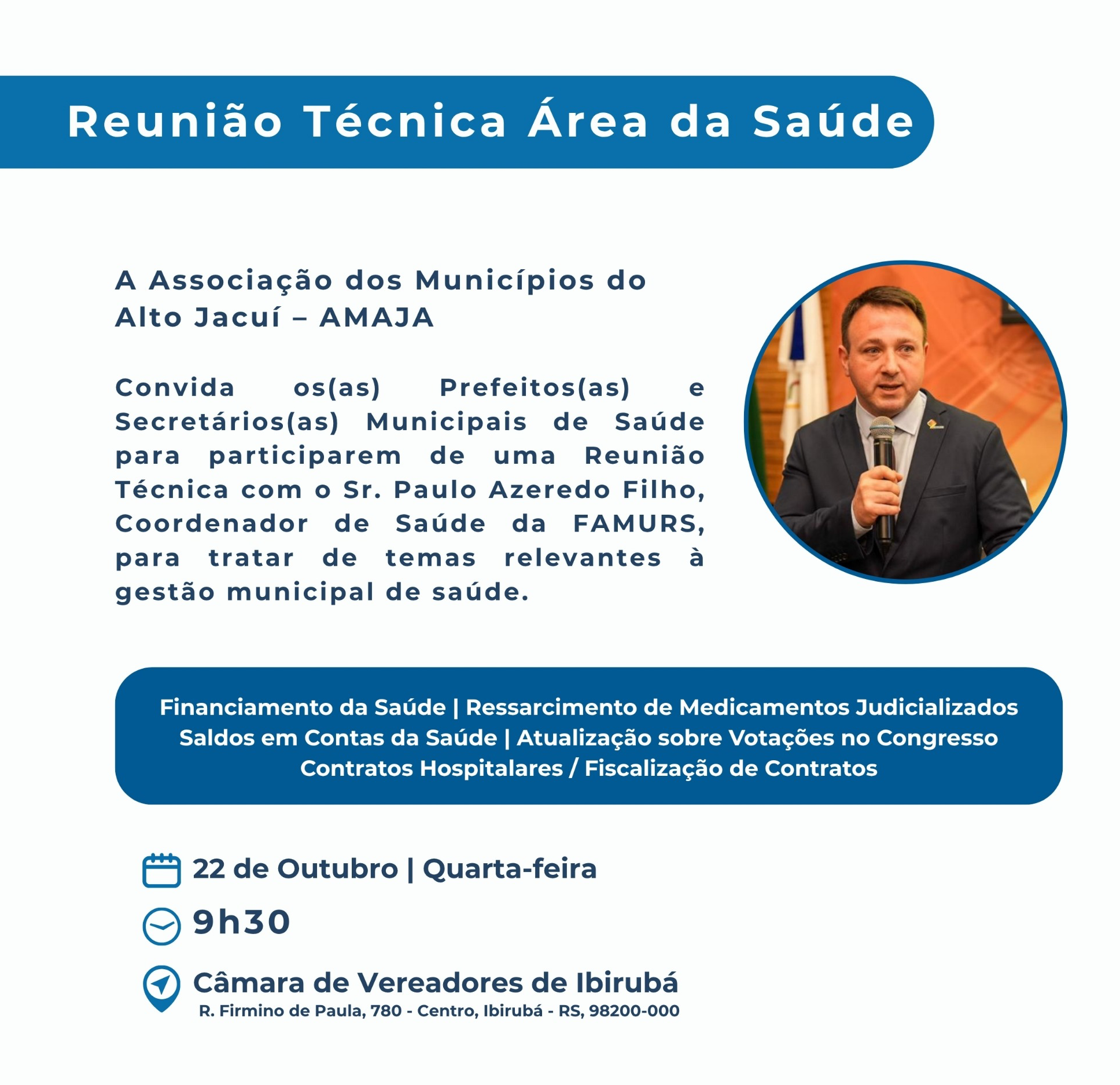Convite – Reunião Técnica da Área da Saúde